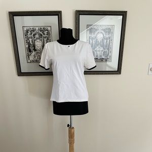 White Tshirt with Black Trim around Neck